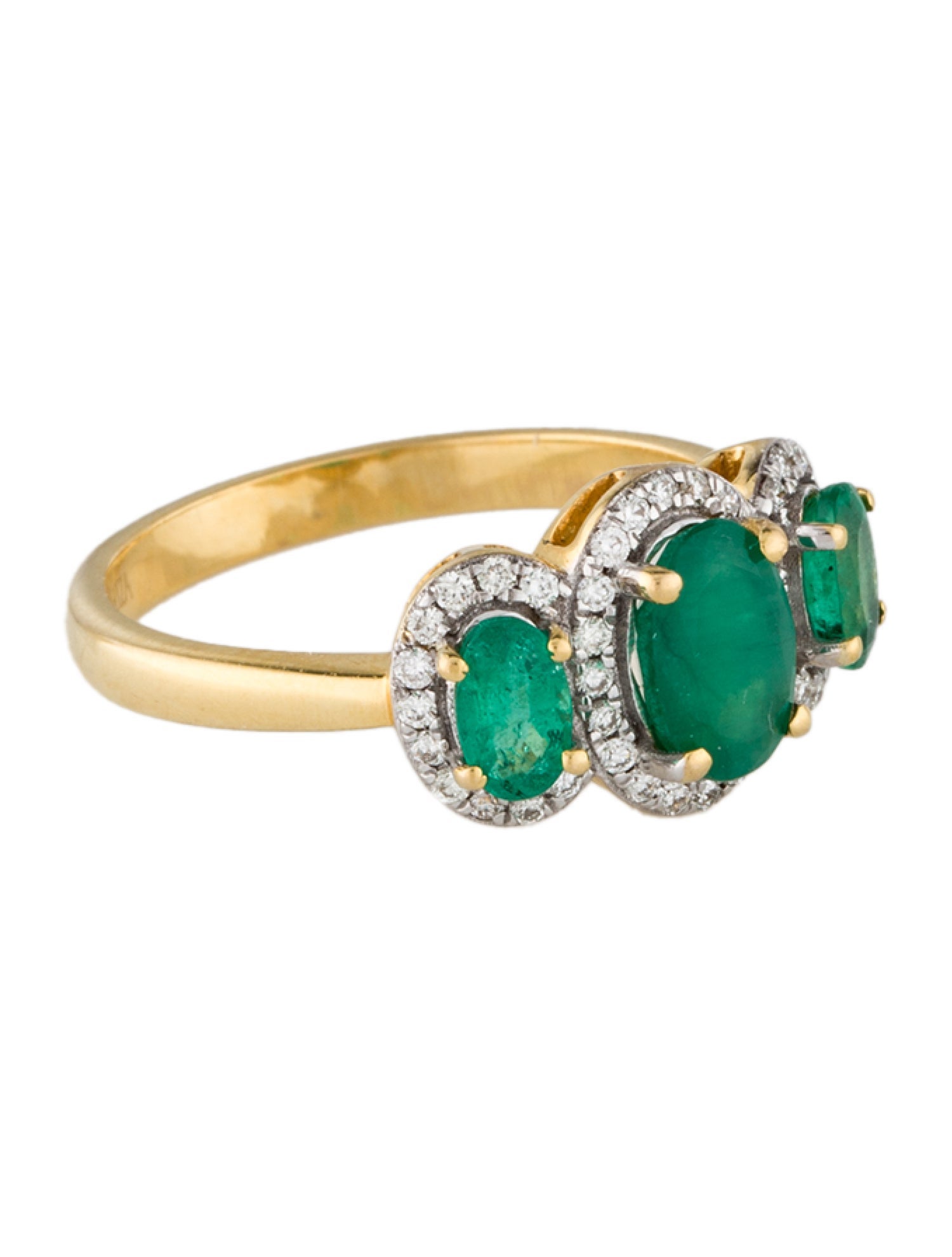 Ring 18K 1.32ctw Emerald & Diamond Cocktail Ring