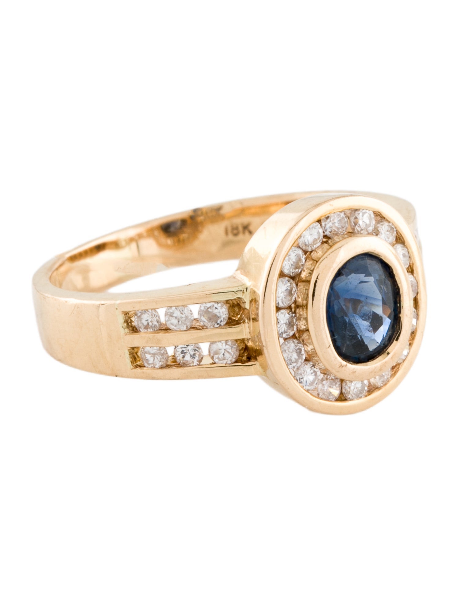 Ring 18K Sapphire & Diamond Halo Ring