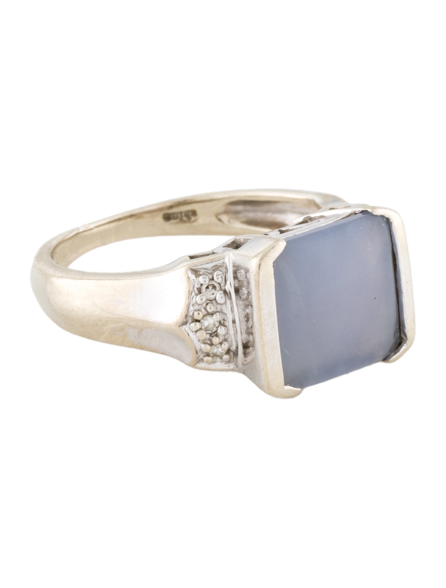 Ring 14K Chalcedony & Diamond Cocktail Ring