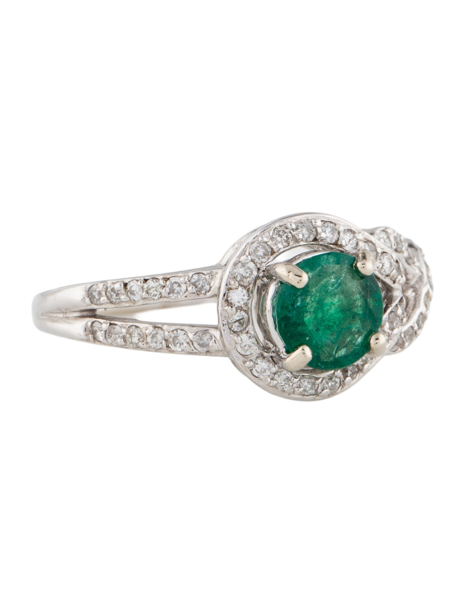 Ring 14K Emerald & Diamond Cocktail Ring