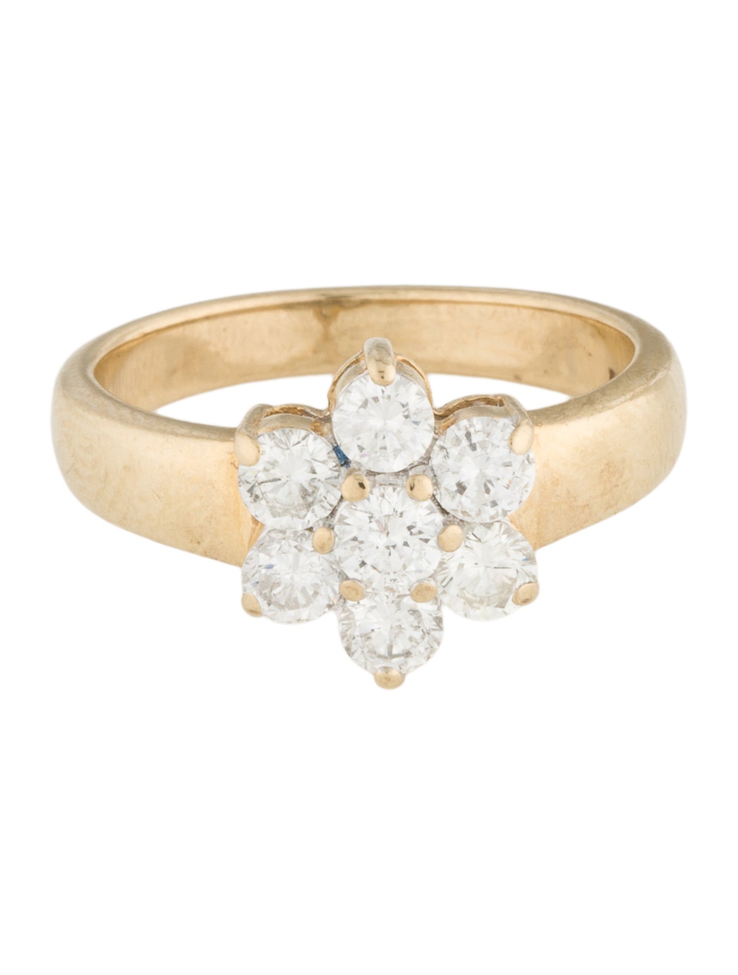 Ring 14K 1.05ctw Diamond Flower Cluster Cocktail Ring
