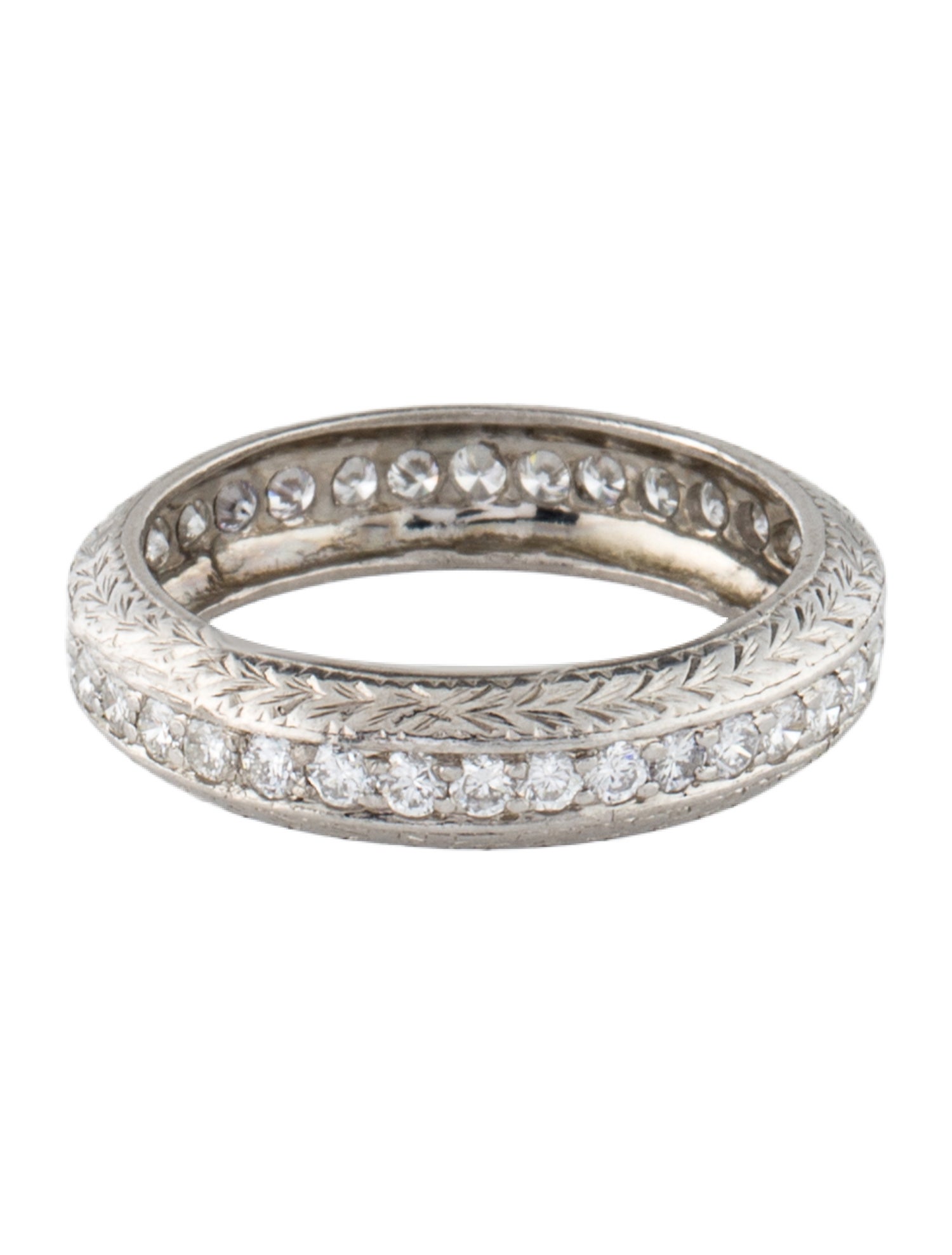 Ring Platinum Diamond Engraved Eternity Band