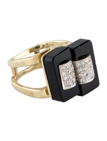 Ring Cocktail 14K Diamond & Onyx 5