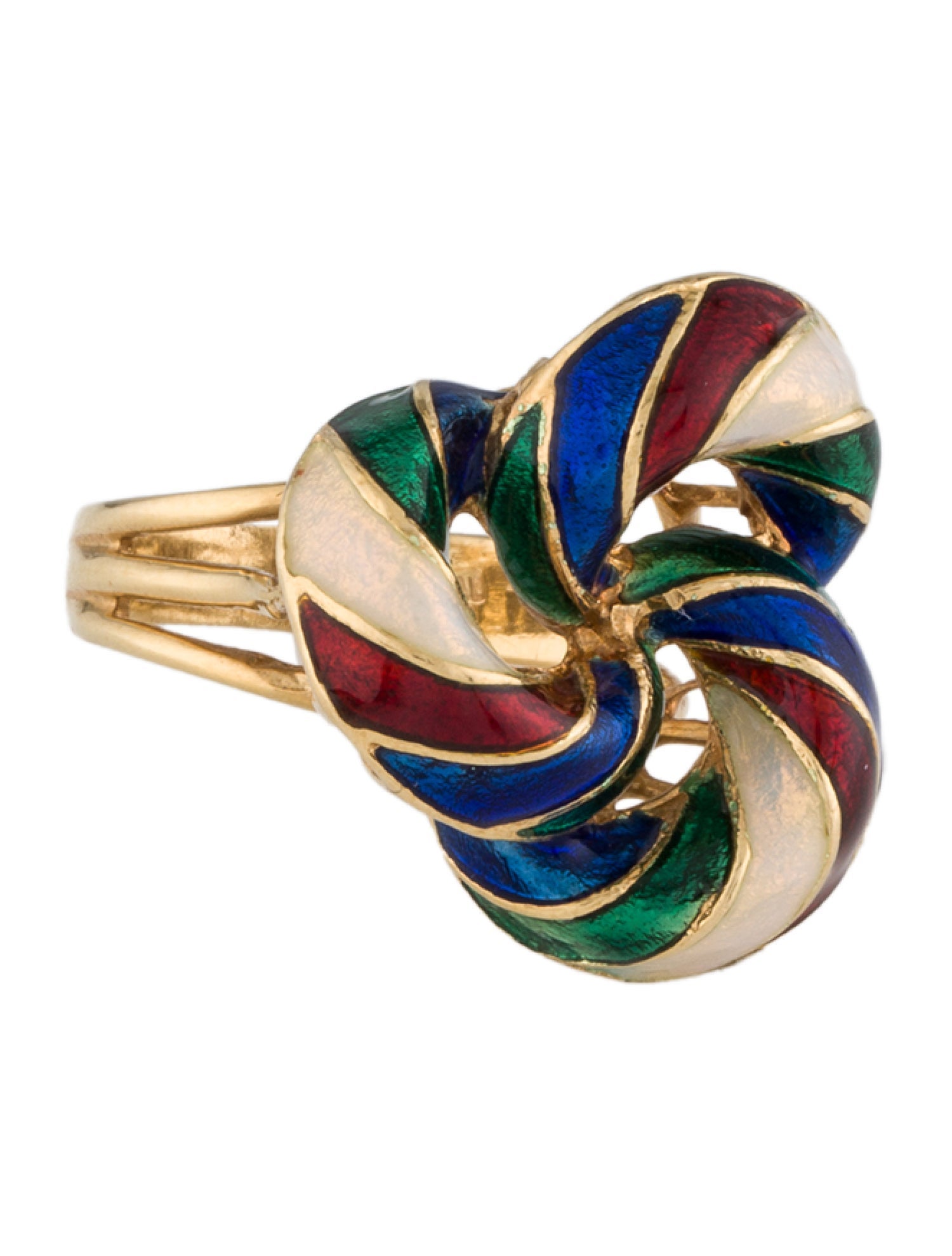 Ring 18K Enamel Ribbon Ring - 18K Yellow Gold Cocktail Ring, Rings ...
