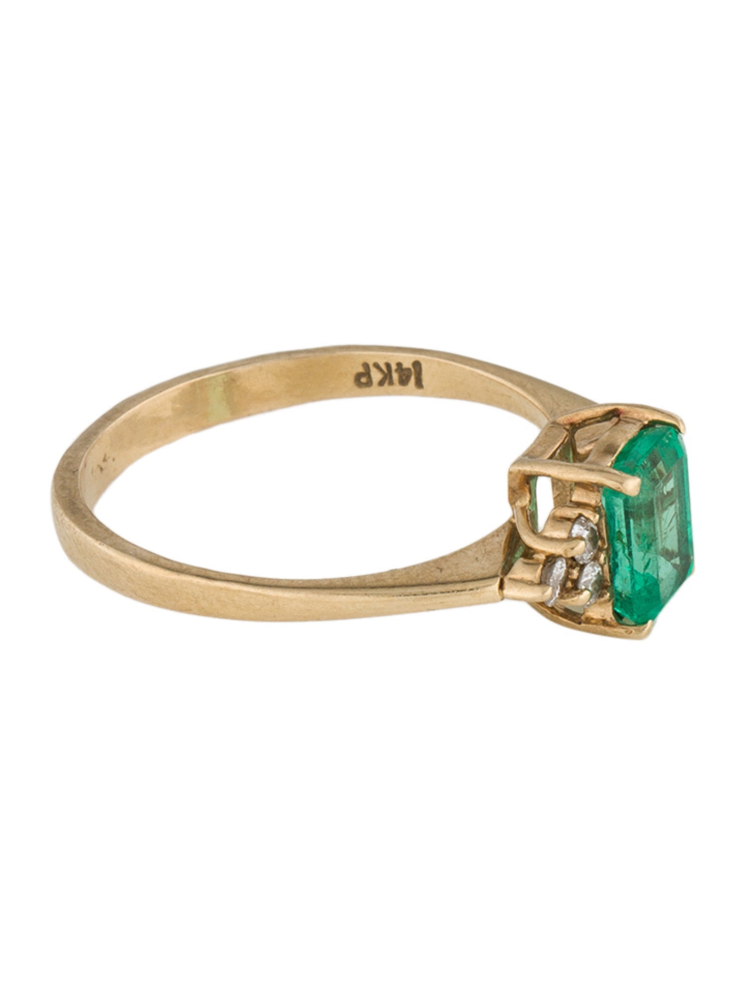 Ring 14K Emerald & Diamond Cocktail Ring