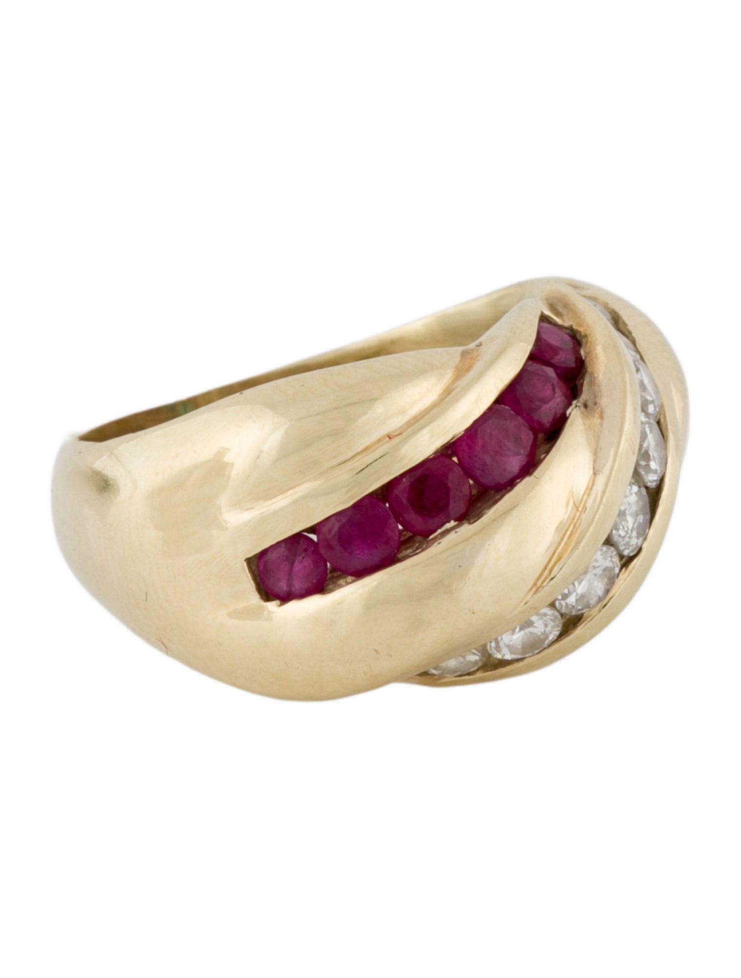 Ring 14K Emerald, Ruby & Diamond