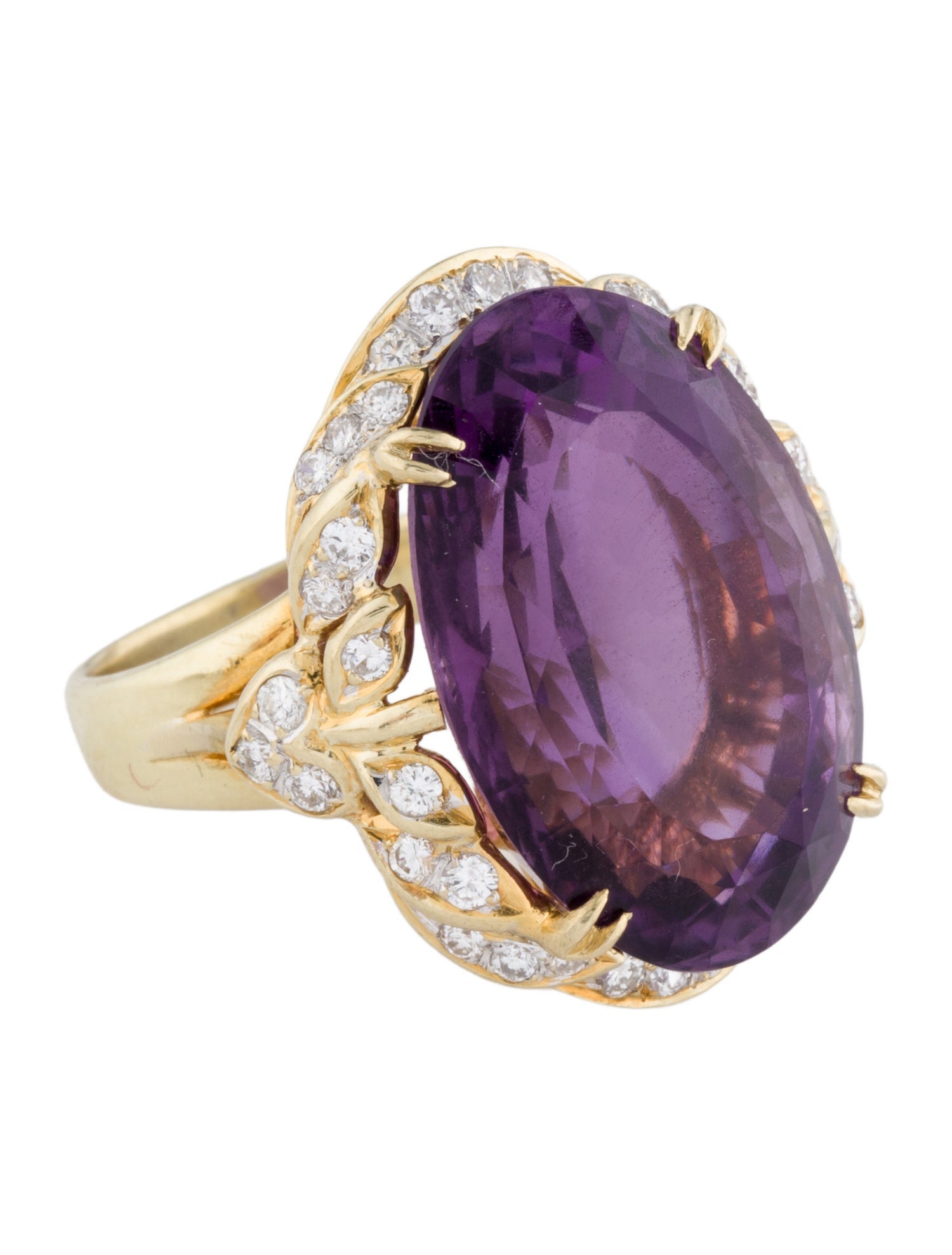 Ring 18K 20.44ct Amethyst & Diamond Cocktail