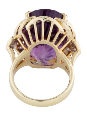 Ring 18K 20.44ct Amethyst & Diamond Cocktail Ring