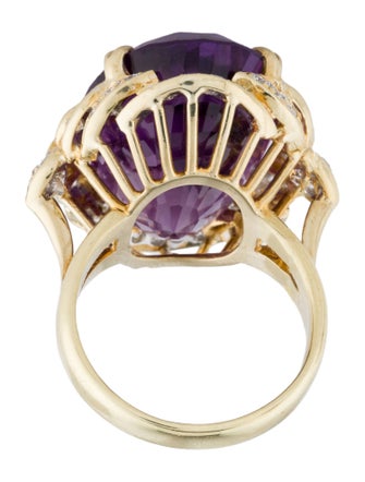 Ring 18K 20.44ct Amethyst & Diamond Cocktail Ring