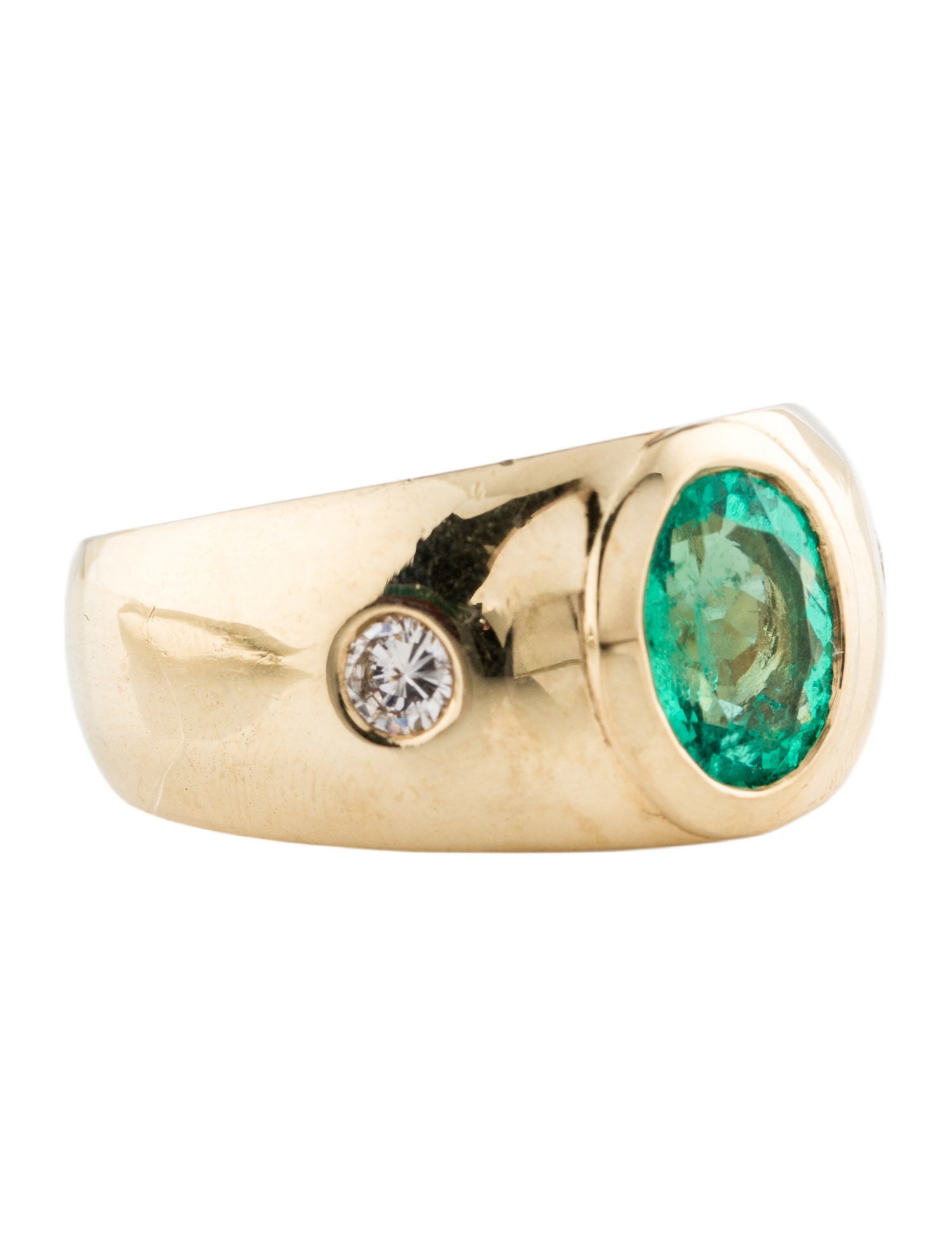 Ring 14K 1.75ct Emerald & Diamond Signet Ring