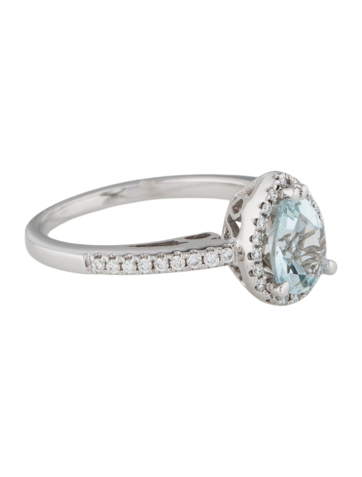 Ring 14K Aquamarine & Diamond Cocktail Ring