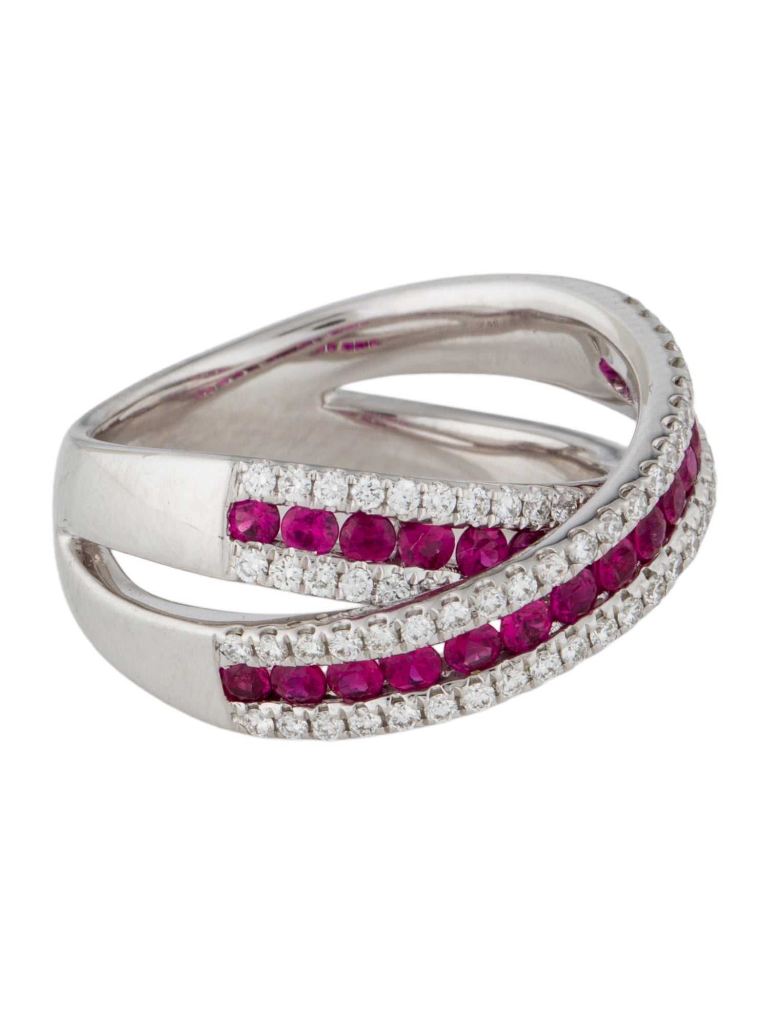 Ring 18K Ruby & Diamond Crossover Band