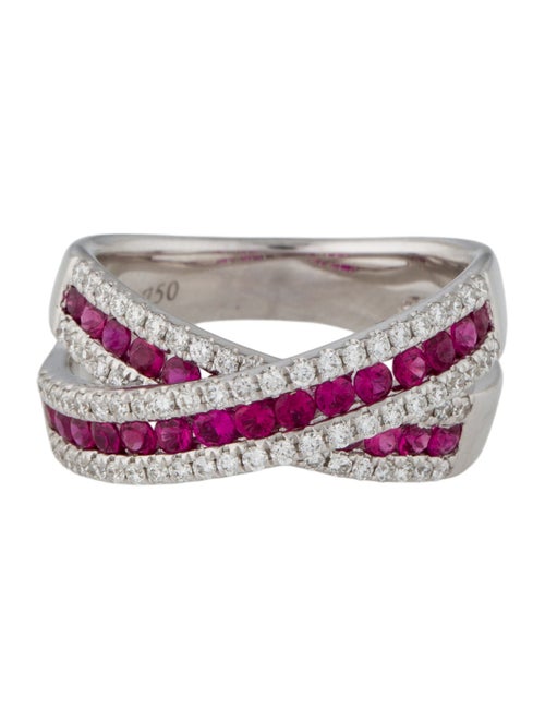 Ring 18K Ruby & Diamond Crossover Band