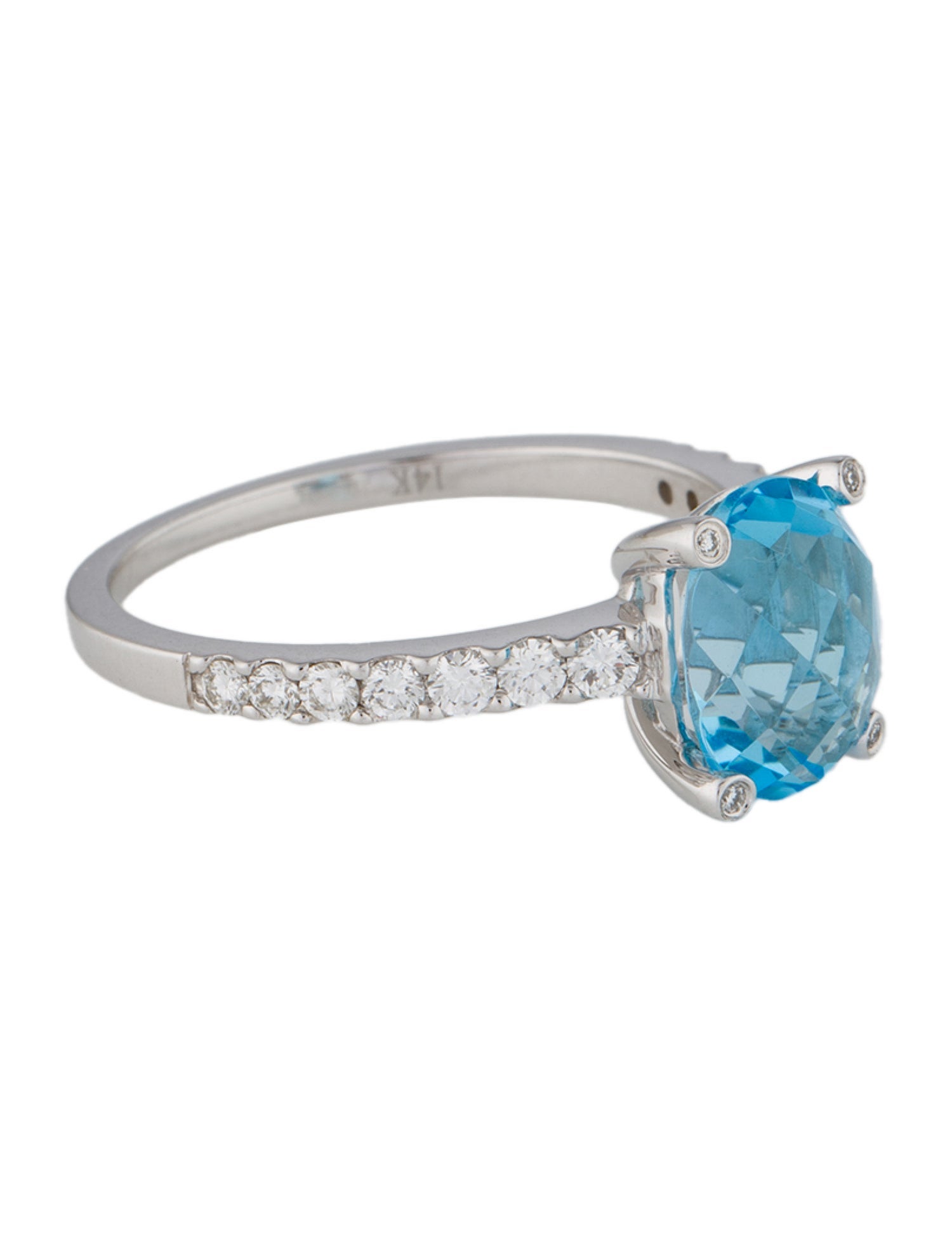 Ring 14K Topaz & Diamond Cocktail Ring