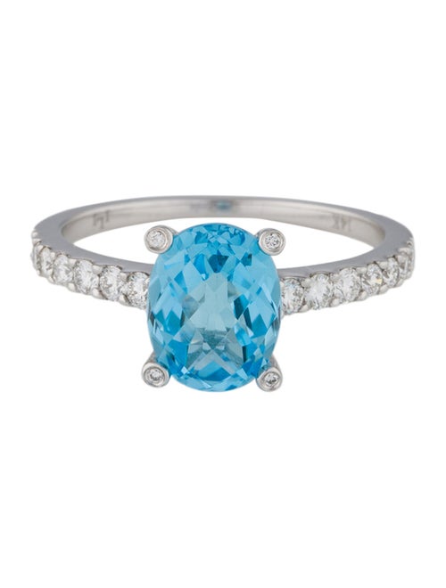 Ring 14K Topaz & Diamond Cocktail Ring