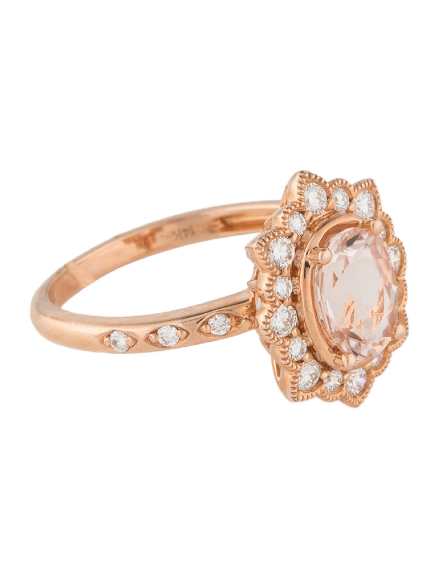 Ring 14K 2.06ct Morganite & Diamond Cocktail Ring
