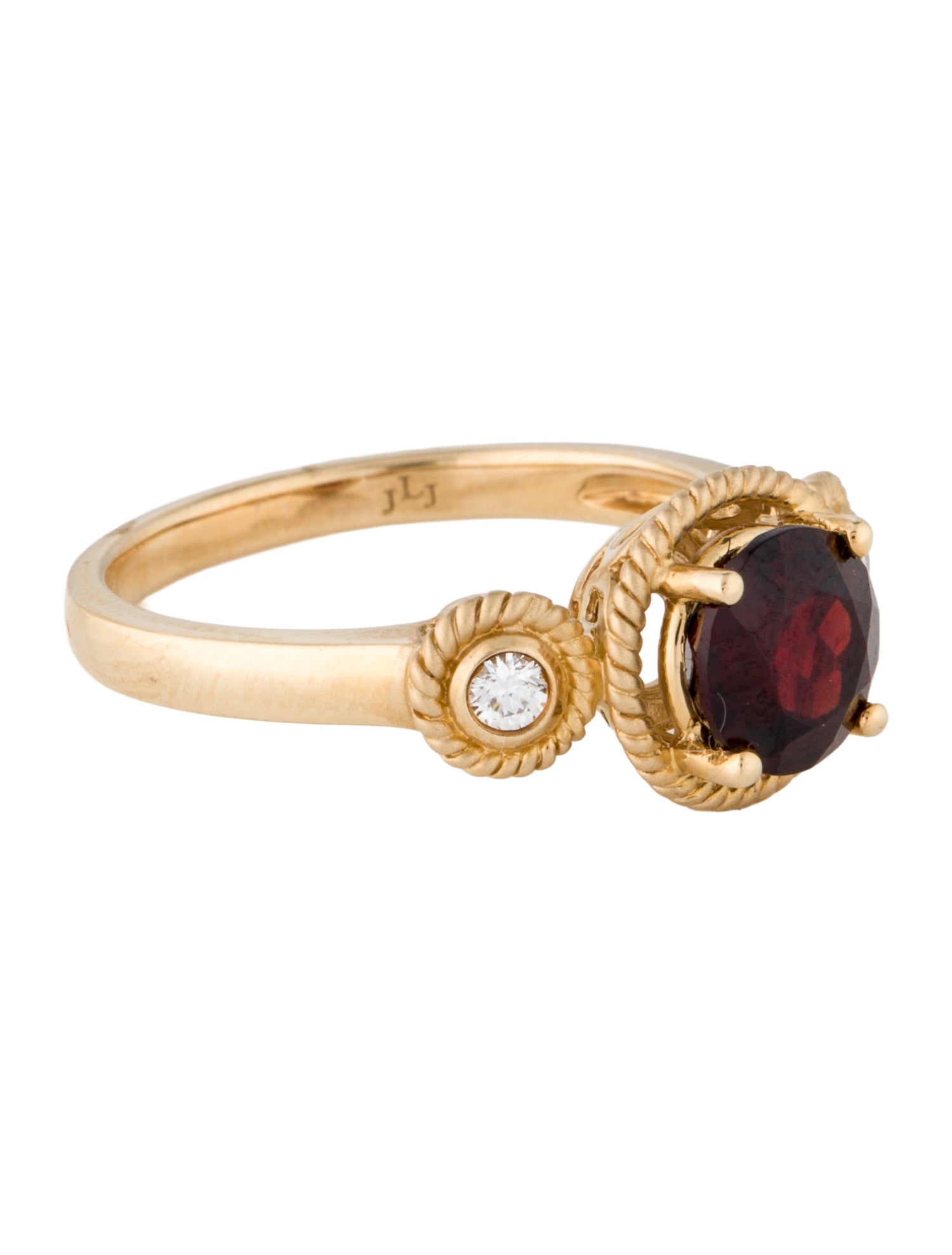 Ring 14K Garnet & Diamond Cocktail Ring