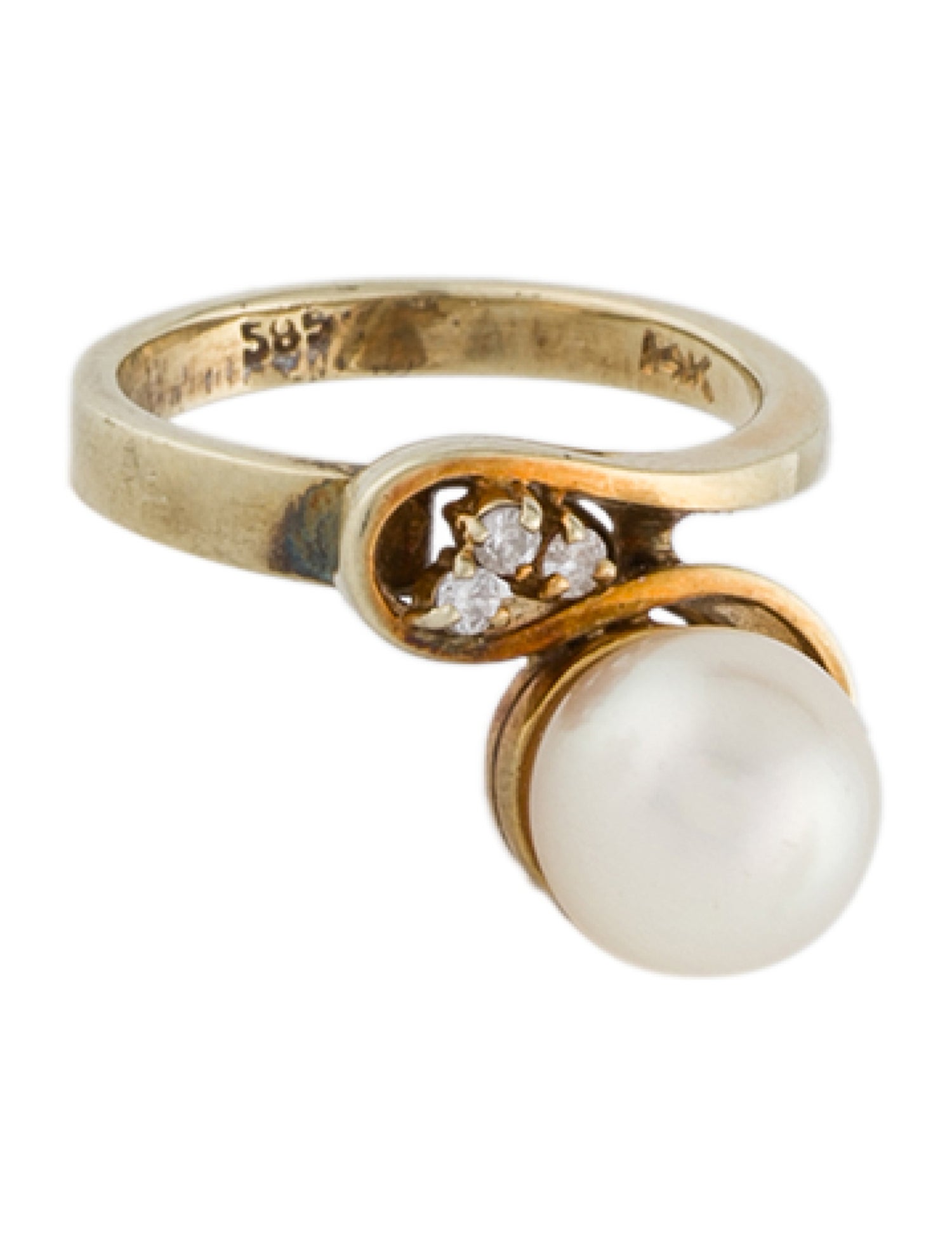Ring 14K Pearl & Diamond Cocktail Ring