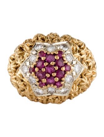 Ring 18K Ruby & Diamond Cocktail Ring