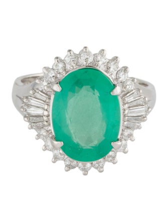 Ring Platinum 3.02ct Emerald & Diamond Cocktail Ring
