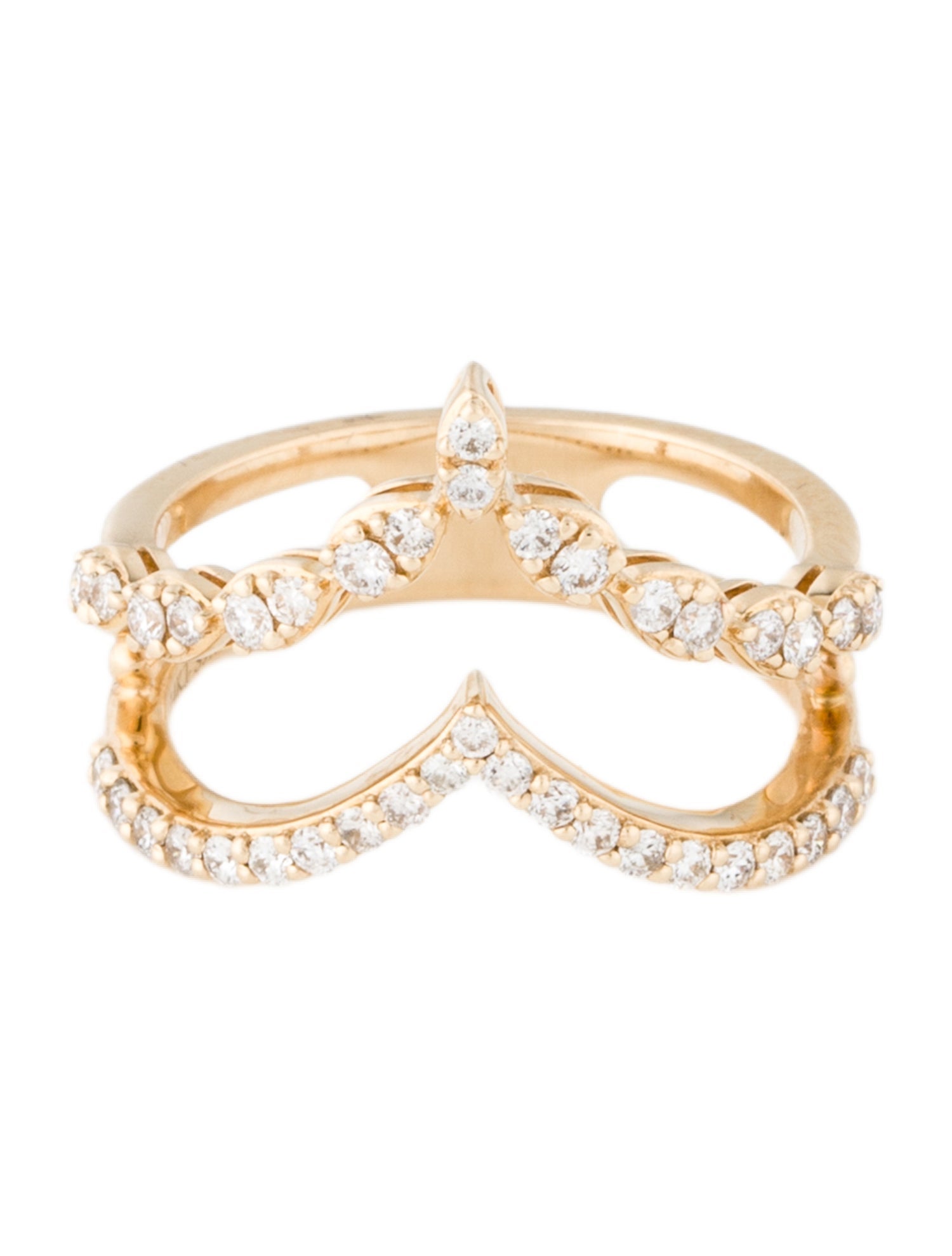 Ring 14K Diamond V Double Row Ring w/ Tags