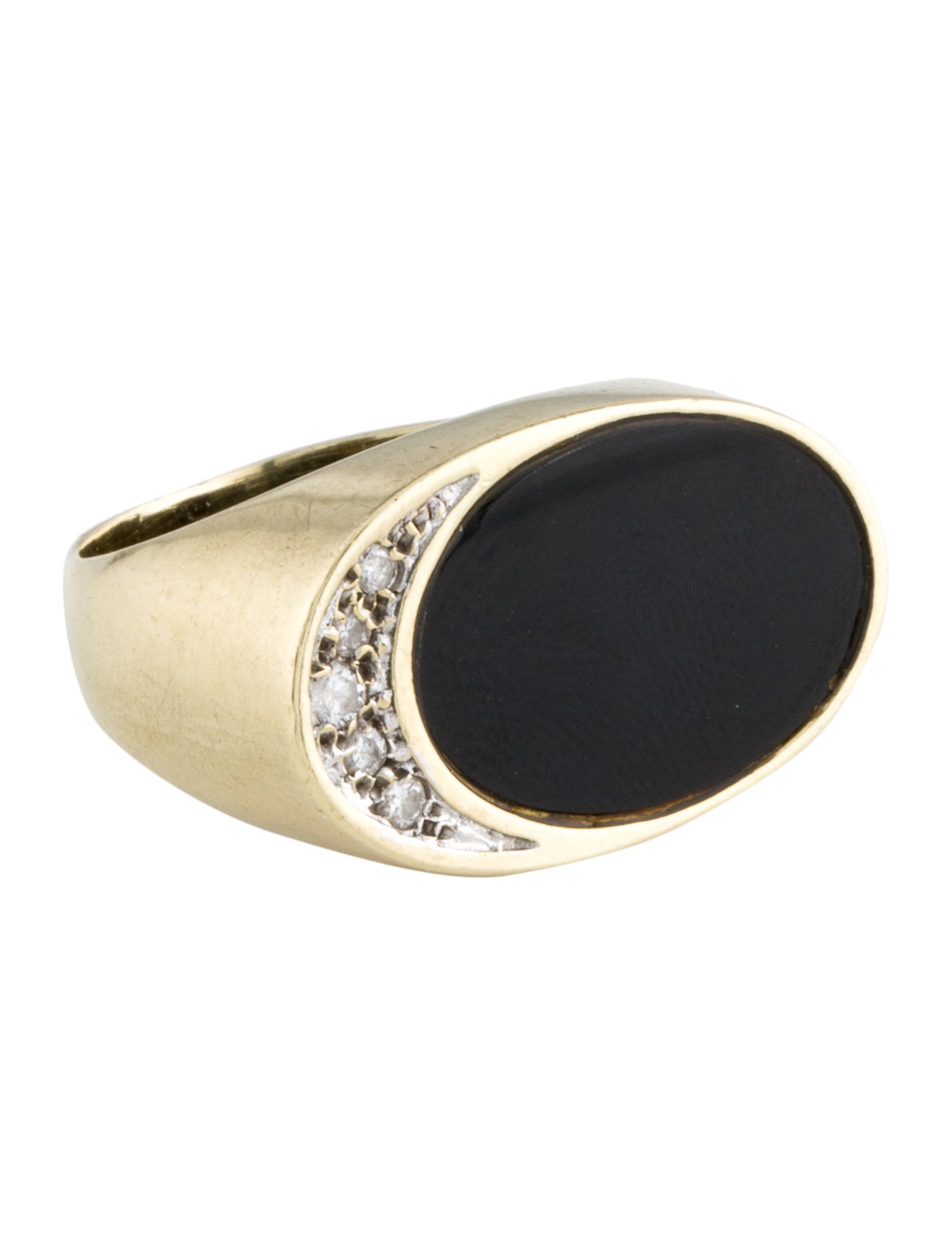 Ring 14K Onyx & Diamond Cocktail Ring