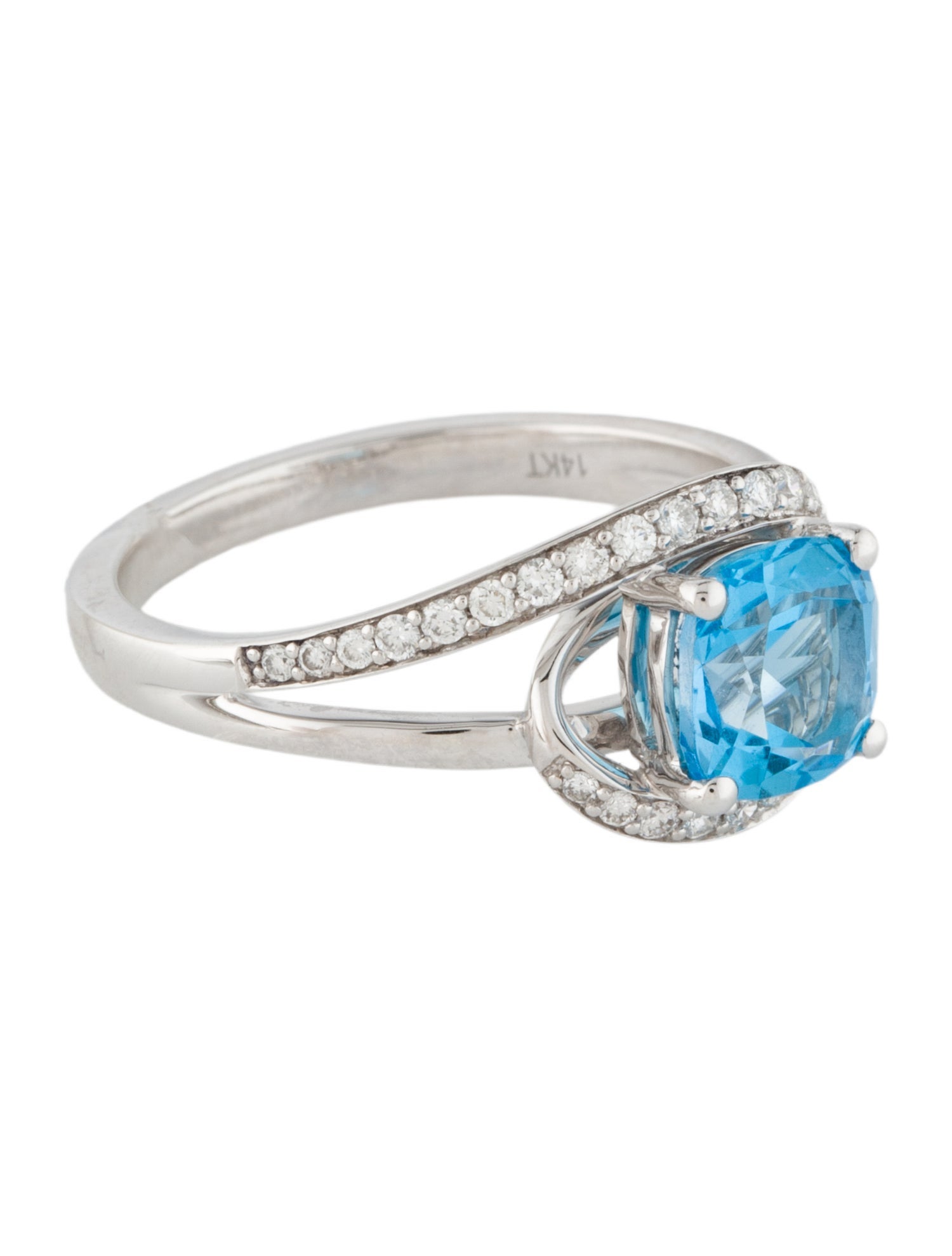 Ring 14K 1.70ct Topaz & Diamond Cocktail Ring