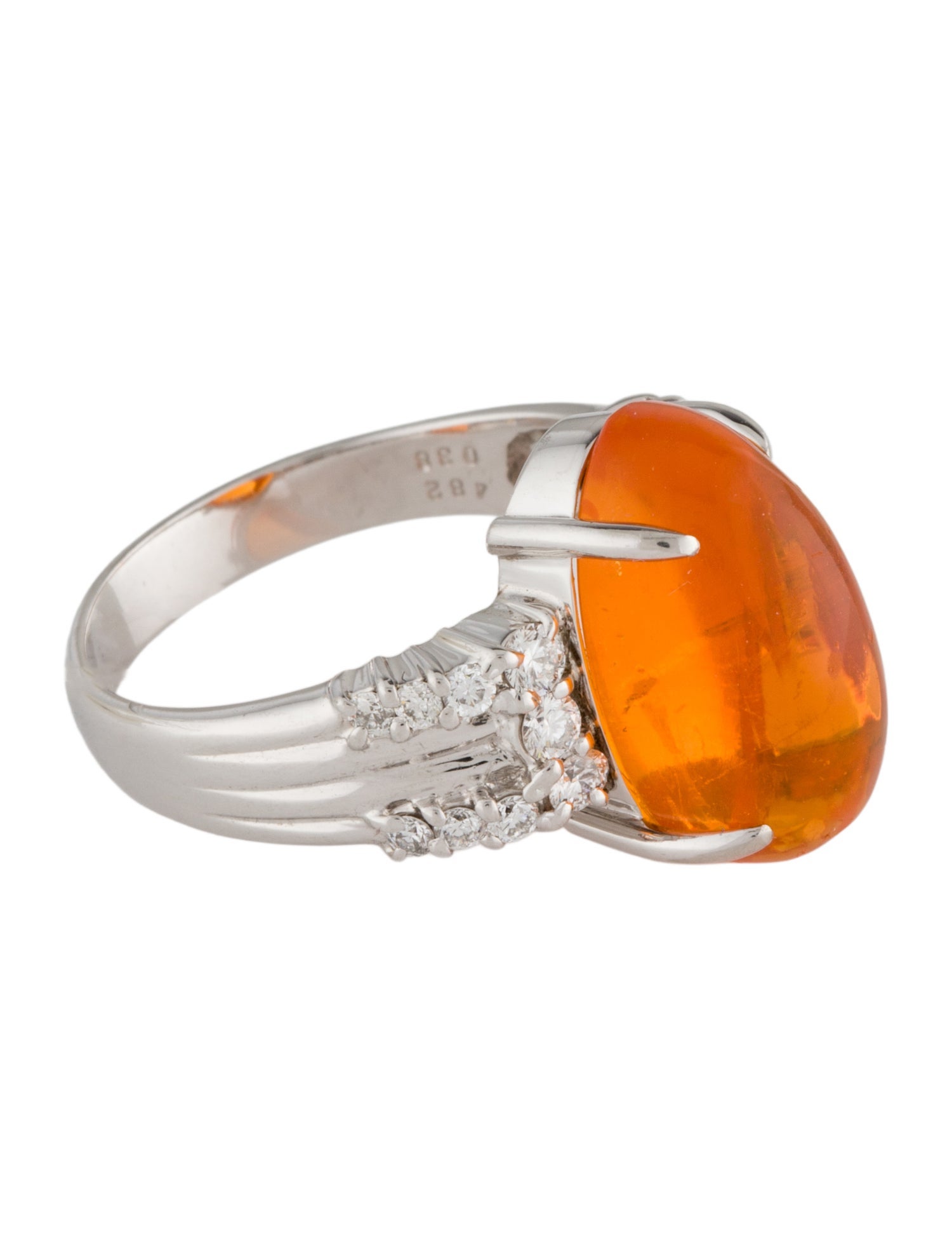 Ring Platinum 5.04ct Fire Opal & Diamond Cocktail Ring