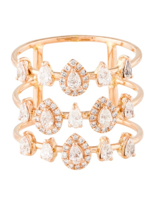 Ring 18K Diamond Triple Row Brand