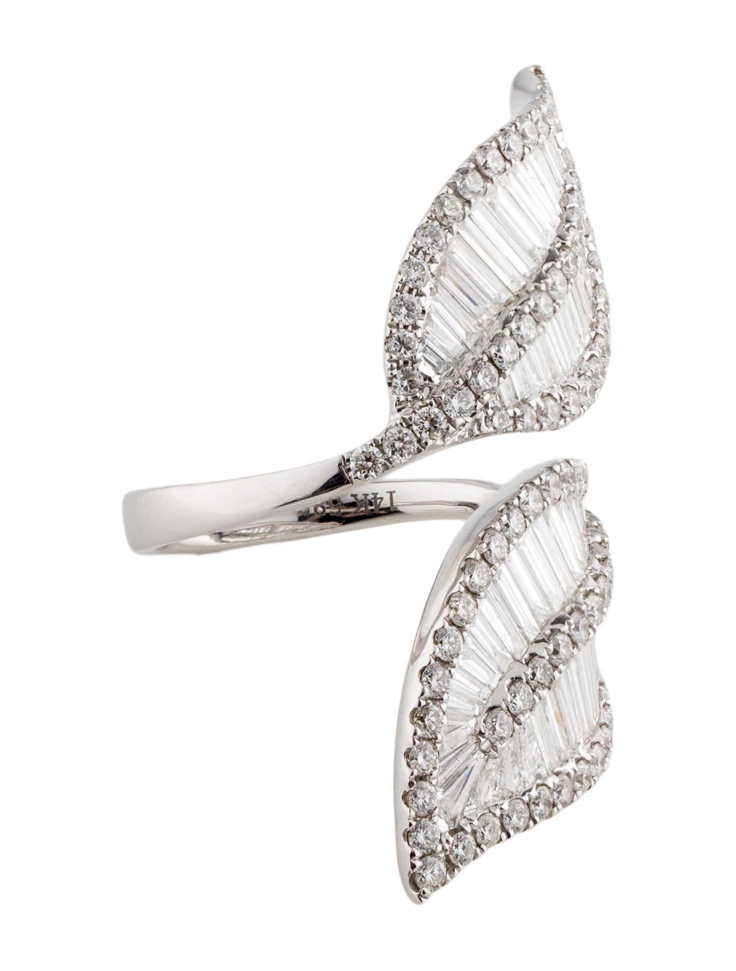 Ring 14K 3.45ctw Diamond Double Leaf Cocktail Ring
