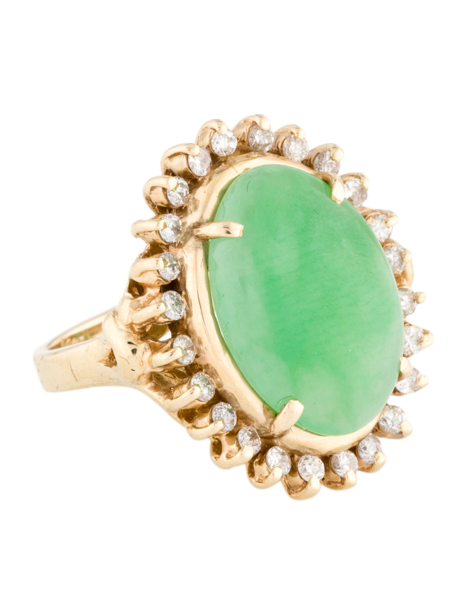 Ring 14K 6.76ctw Jadeite & Diamond Cocktail Ring