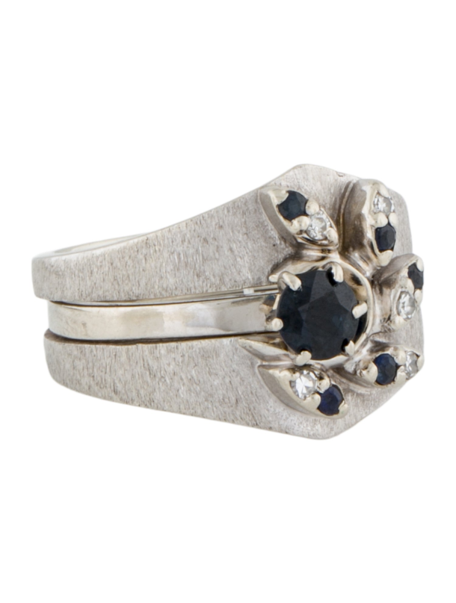 Ring 14K Sapphire & Diamond Wedding Set