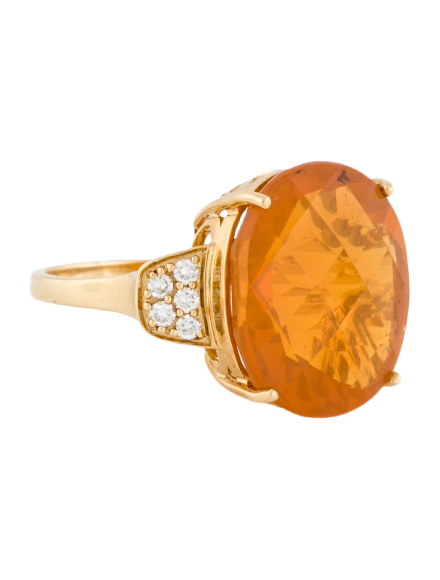 Ring 18K Fire Opal & Diamond Cocktail Ring