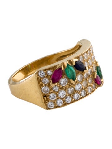 Ring Band 18K Multi-Gemstone & Diamond 6.25