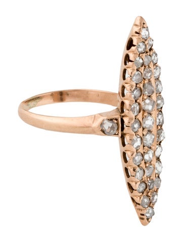 Ring Cocktail Victorian 10K Diamond Navette 4.5