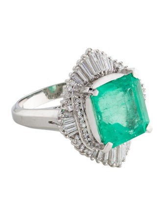 Ring Platinum 6.87ct Emerald & Diamond Cocktail Ring