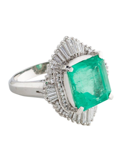 Ring Platinum 6.87ct Emerald & Diamond Cocktail Ring