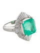 Ring Platinum 6.87ct Emerald & Diamond Cocktail Ring