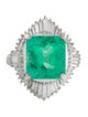 Ring Platinum 6.87ct Emerald & Diamond Cocktail Ring