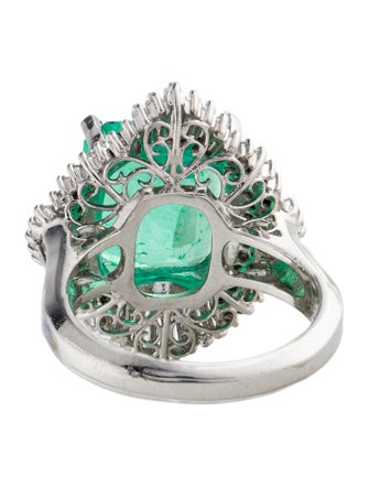 Ring Platinum 6.87ct Emerald & Diamond Cocktail Ring