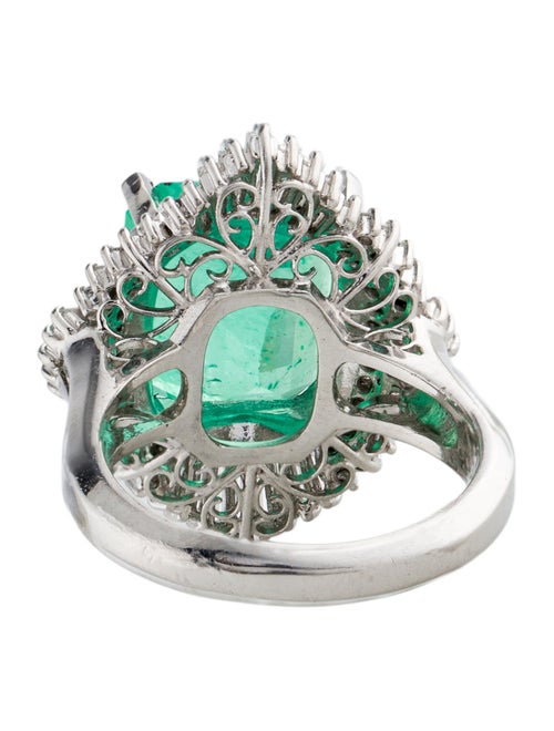 Ring Platinum 6.87ct Emerald & Diamond Cocktail Ring