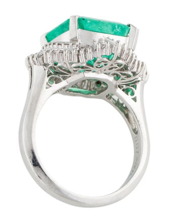 Ring Platinum 6.87ct Emerald & Diamond Cocktail Ring