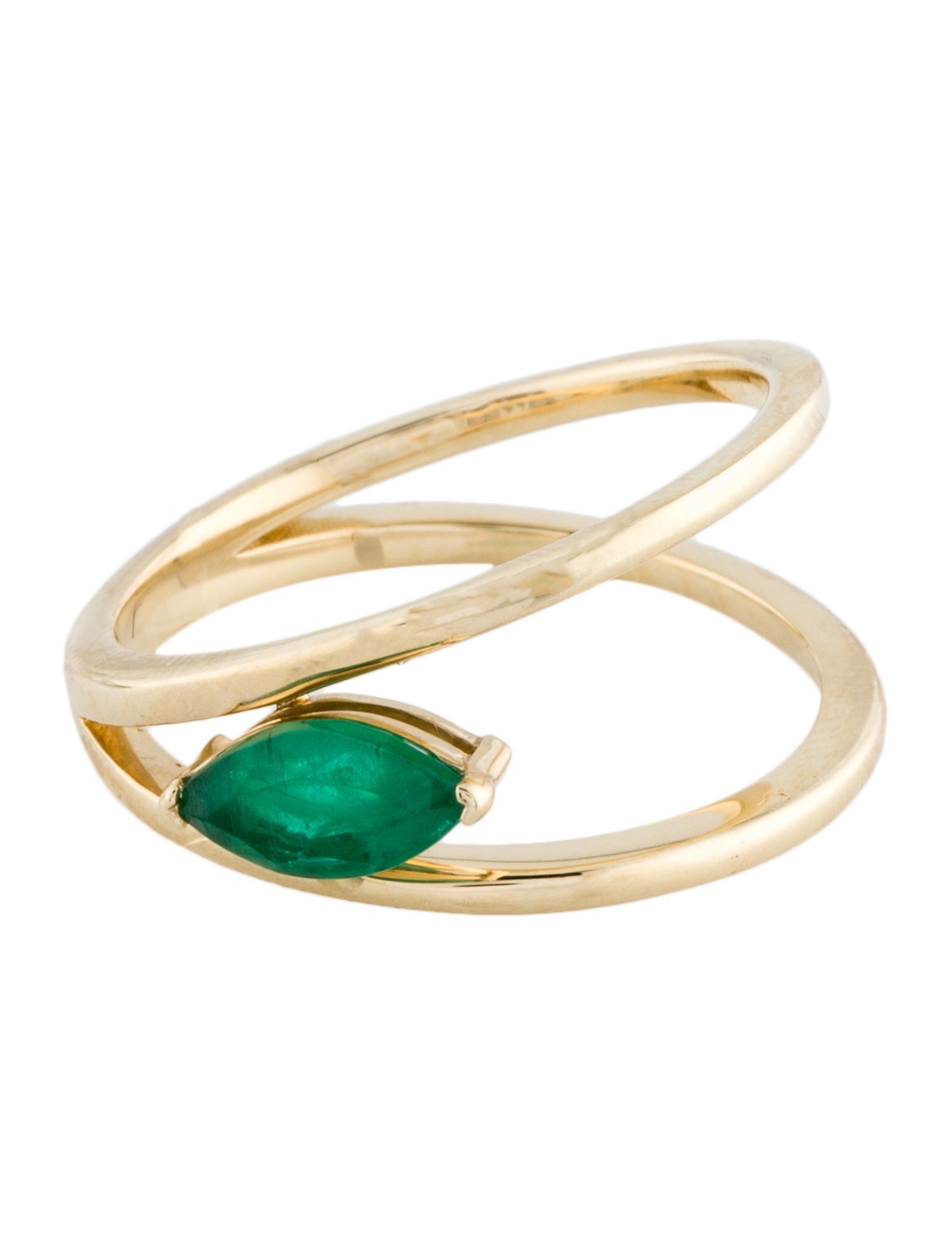 Ring 14K Emerald Split Band