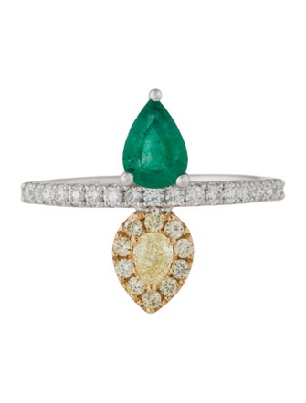 Ring 18K Emerald & Diamond Cocktail Ring