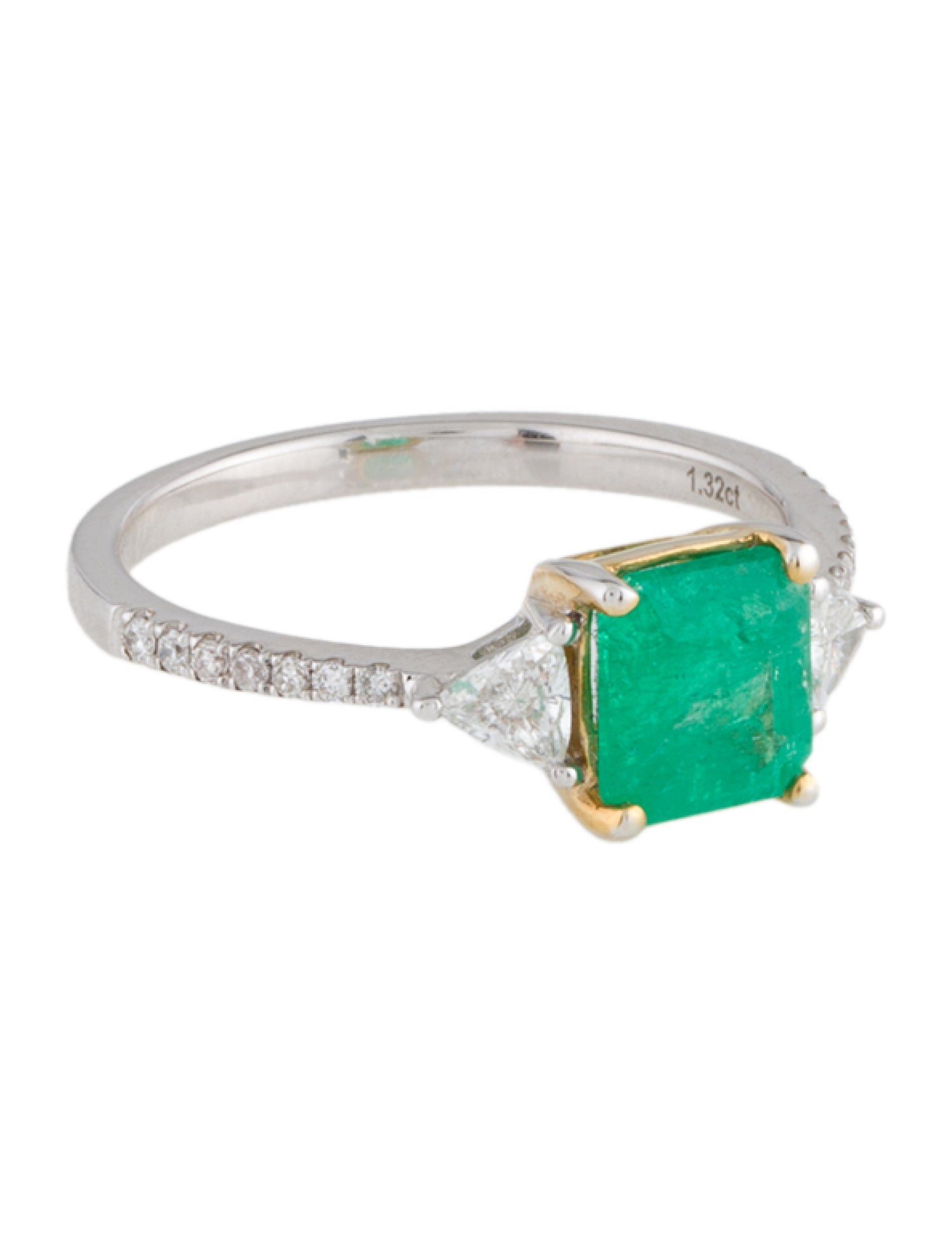 Ring 18K 1.32ct Emerald & Diamond Cocktail Ring