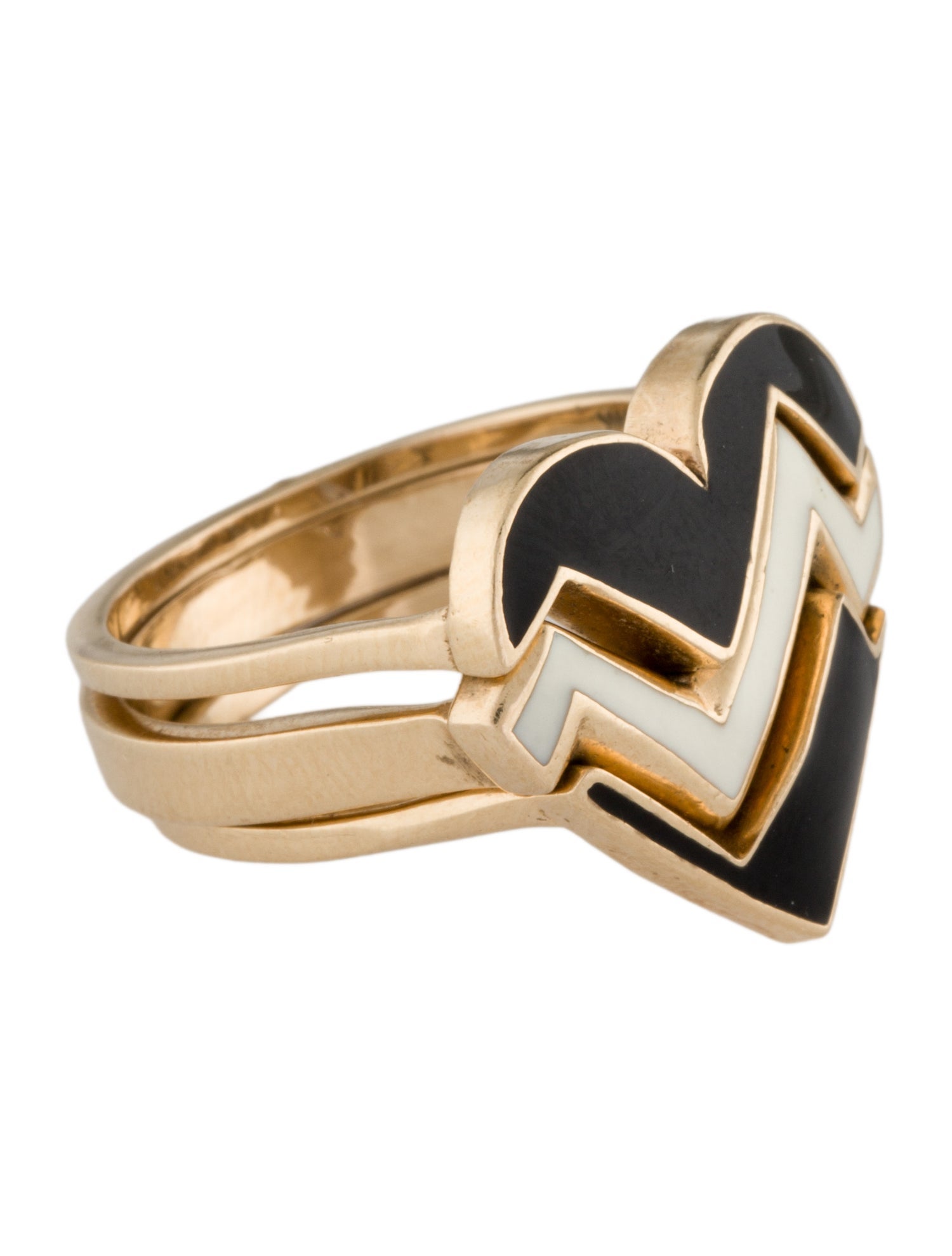 Ring 14K Enamel Heart Three-Band Stacking Set