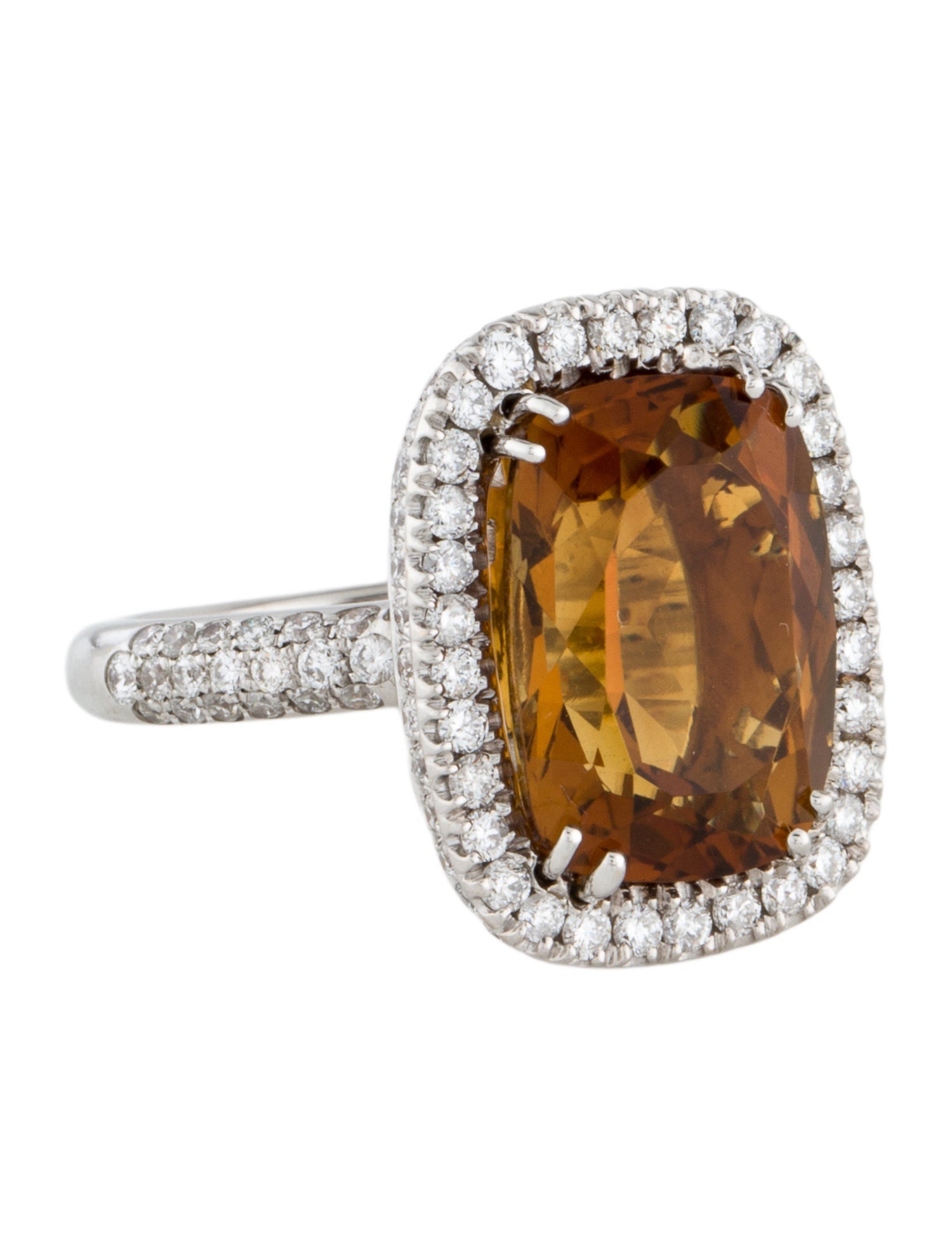 Ring 18K 6.55ct Citrine & Diamond Cocktail
