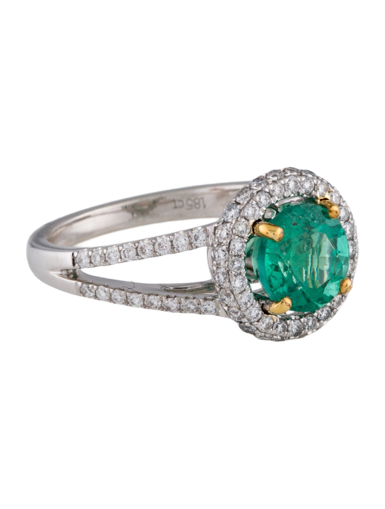 Ring 18K 1.31ct Emerald & Diamond Cocktail Ring