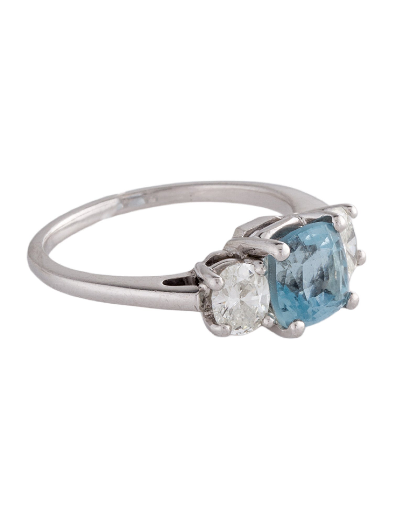 Ring 14K Aquamarine & Diamond Three-Stone Ring