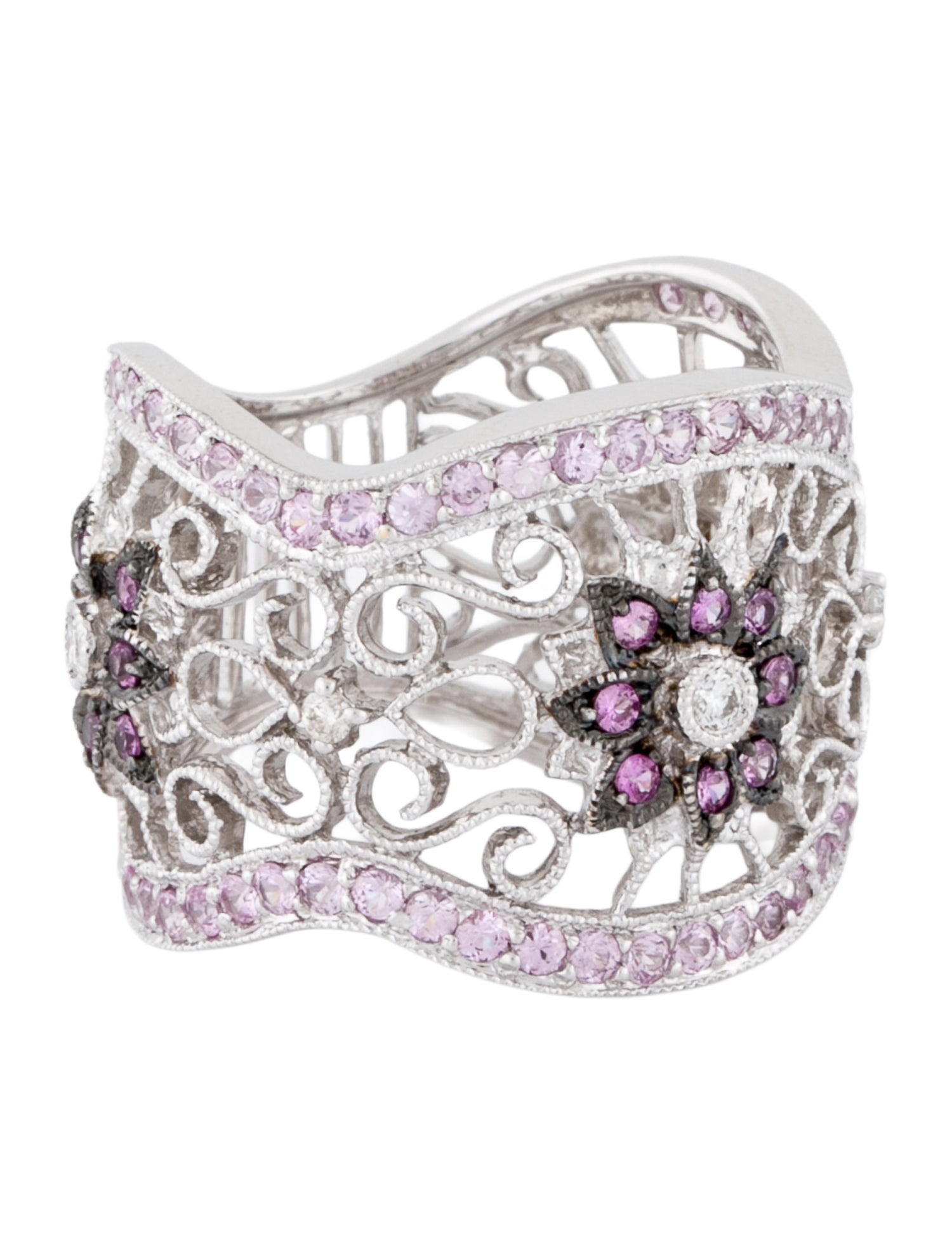 Ring Andy G. 18K 1.32ctw Sapphire & Diamond Filigree Band